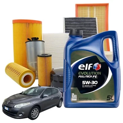 MISTI Kit Tagliando 3 Filtri Renault Megane III 1.5 Dci 5 Lt Elf Evolution Fe 5w-30