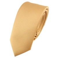 Schmale Tigertie Satin Krawatte Gold Uni - Schlips Binder Tie