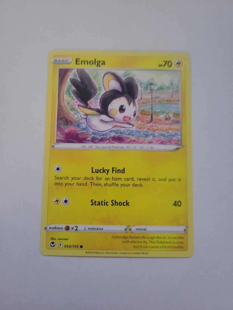 Pokémon TCG Emolga 054/195 Silver Tempest Regular Common Lightning