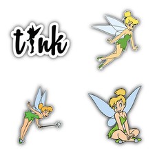 TinkerBell Cartoon Set Of 4 Vinyl Sticker Decal - 5'' longer side ID:1