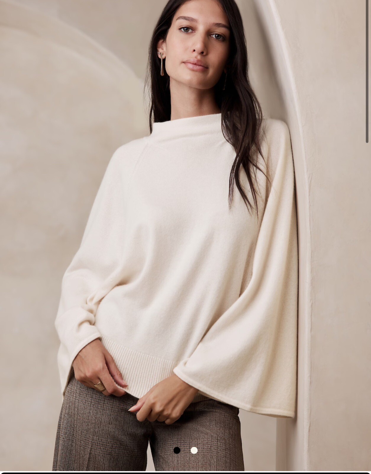 Banana Republic CALVINA CASHMERE TOP SWEATER LONG SLEEVE Size XS Ivory