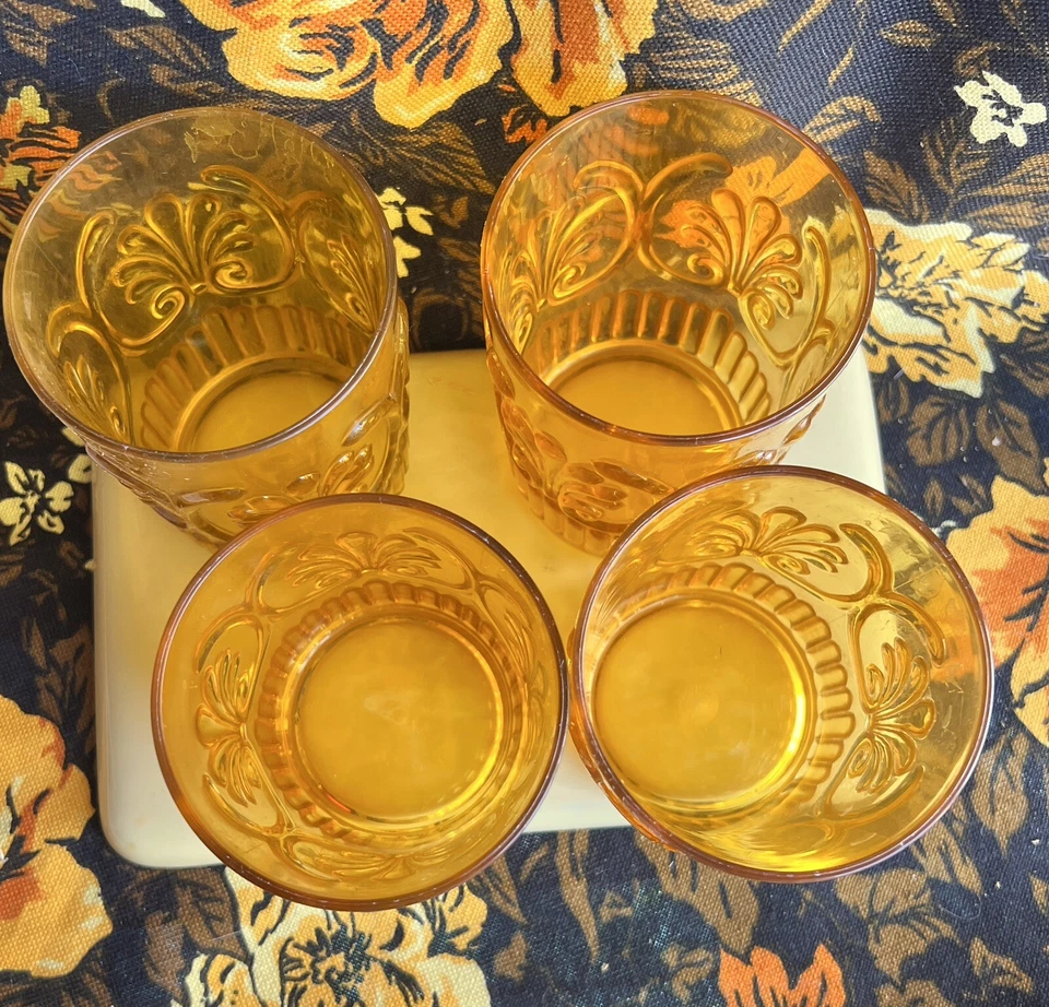 Set Of 5 Acrylic Amber Tumblers Plastic Drinking Cup - Image 3 of 4