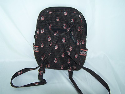 Vera Bradley Floral Black & Red Quilted BackPack Shoulder  display picture 1