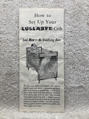 1940's 1950's Lullabye Baby Crib Information Brochure Stevens