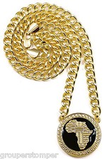 Africa Map New Pendant with 30 Inch Cuban Link Necklace