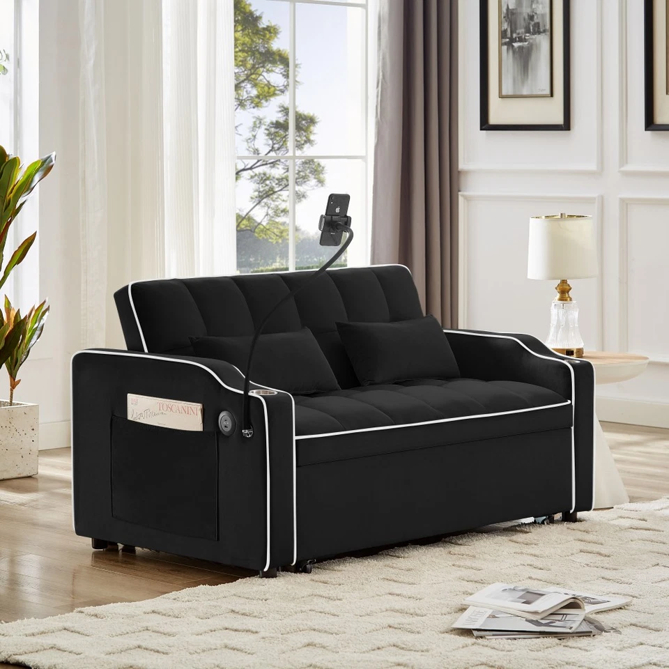 1 versatile foldable sofa bed in 3 lengths, modern sofa sofa sofa velvet. - Image 2 of 4