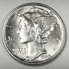 1942-P Mercury Dime - CH BU Bands - 90% Silver US 10 Cent Coin