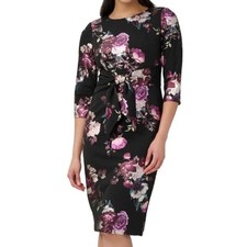 Adrianna Papell - Floral Foil Crepe Midi Dress