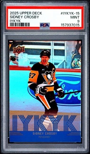 2025-26 Upper Deck IYKYK Sidney Crosby  #IYKYK-15 Pittsburgh Penguins PSA 9
