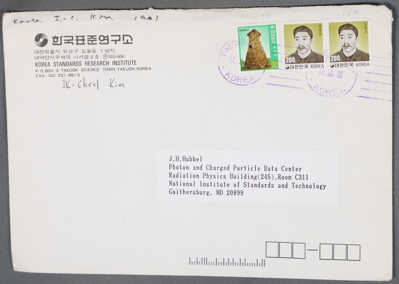 MayfairStamps Korea 1991 Korea Standards Research Institute to Gaithersburg MD C