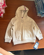 NWT! Tommy Hilfiger Toddler 2T Beige Cotton Pullover Hoodie Sweatshirt Logo