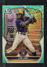 2023 Luis Lara Bowman Chrome 1st Aqua Shimmer 13/125 Brewers
