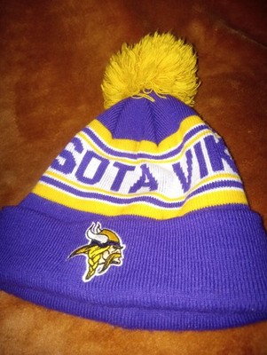 NFL Youth Size Team Appeal Minnesota Vikings Knit Hat Beanie With Pom