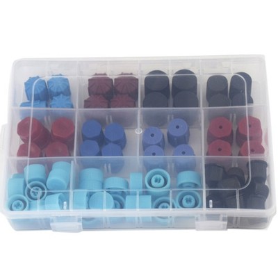 77 Pcs AC Air Conditioning System Valve Core O-Ring Cap Kit for Car AC System