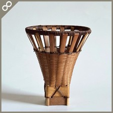 Vaso vintage cesto cono in vimini 8” | forma mongolfiera | decorazione floreale autunnale