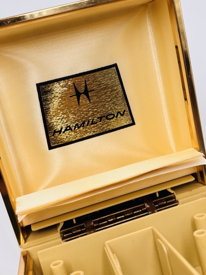 Vintage Hamilton Watch Lidded Box w/ Gold Accents | eBay