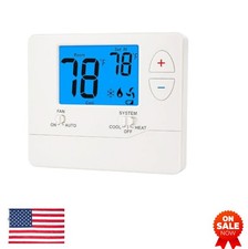 Thermostat Non-Programmable Digital LCD Display Push Button Battery Operated