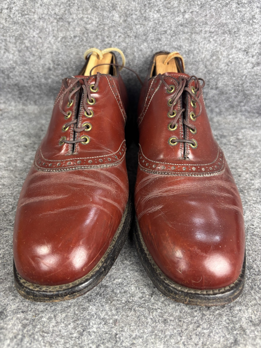 Vintage Florsheim Oxford Dress Shoes Mens Size 9.5 C Brown Brogue Leather 60s Vintage  main image 3