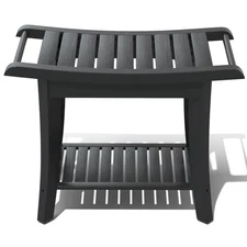 Bamboo Shower Stool Bench Waterproof with Storage Shelf for Shaving Legs or S...