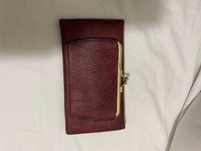 Buxton Genuine Leather Organizer Wallet Clutch Burgundy Kiss Lock Coin Purse