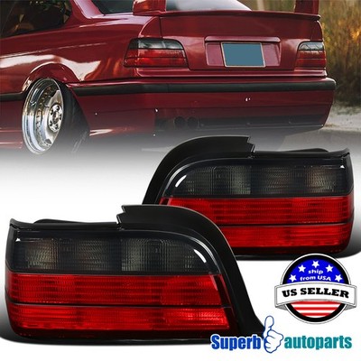 Fits 1992-1998 BMW 92-98 E36 3-Series 2Dr Red Smoke Tail Lights Rear Brake Lamps