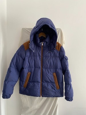 MONCLER KITINEN Daunenmantel blau mit Kapuze Größe 2