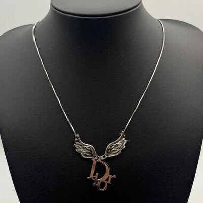 Christian Dior Angel Wing Logo Necklace - Silver Tone | eBay