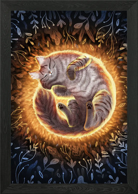 Glänzende Katze gerahmtes Wandbild Poster Leinwanddruck Bild