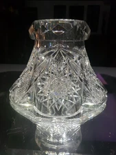 Punch Bowl Base stand American Brilliant period Cut Glass Hobstars lattice fan