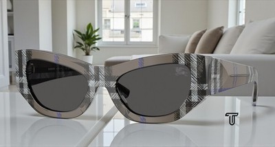 BURBERRY BE4450U 414787 Check Lichen Dark Grey 54 mm Women's Sunglasses