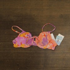 Roxy Ruched Floral Bikini Top with Tie Front 19810862714 Lilac Purple Multi L