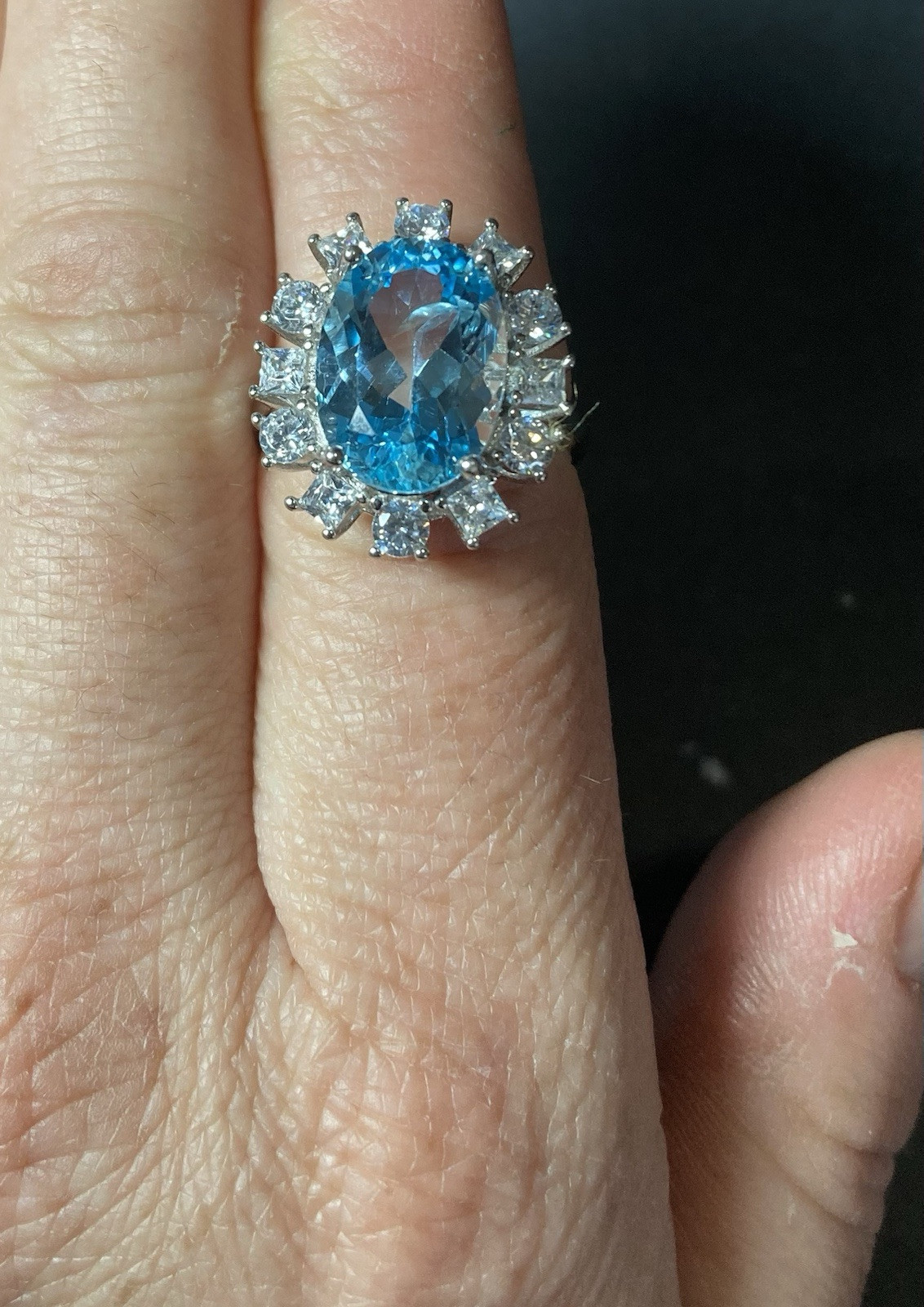 Sterling Silver Statement Ring Blue And White . S… - image 9