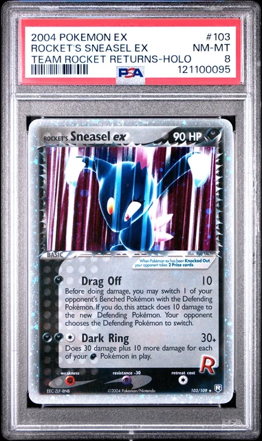 2004 POKEMON EX TEAM ROCKET RETURNS #103 ROCKET'S SNEASEL EX-HOLO PSA 8
