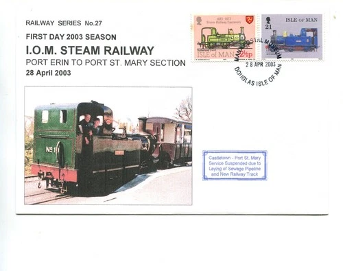 Isle of Man 2003 Steam Railway 1st day Port Erin to Port St Mary cover