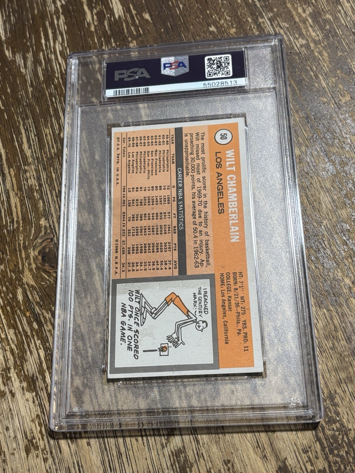 1970-71 Topps Wilt Chamberlain PSA 4 VG-EX Graded HOF Basketball Card view 2