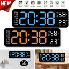 Large LED Digital Display Wall Desk Alarm Clock With Calendar Temperature Date