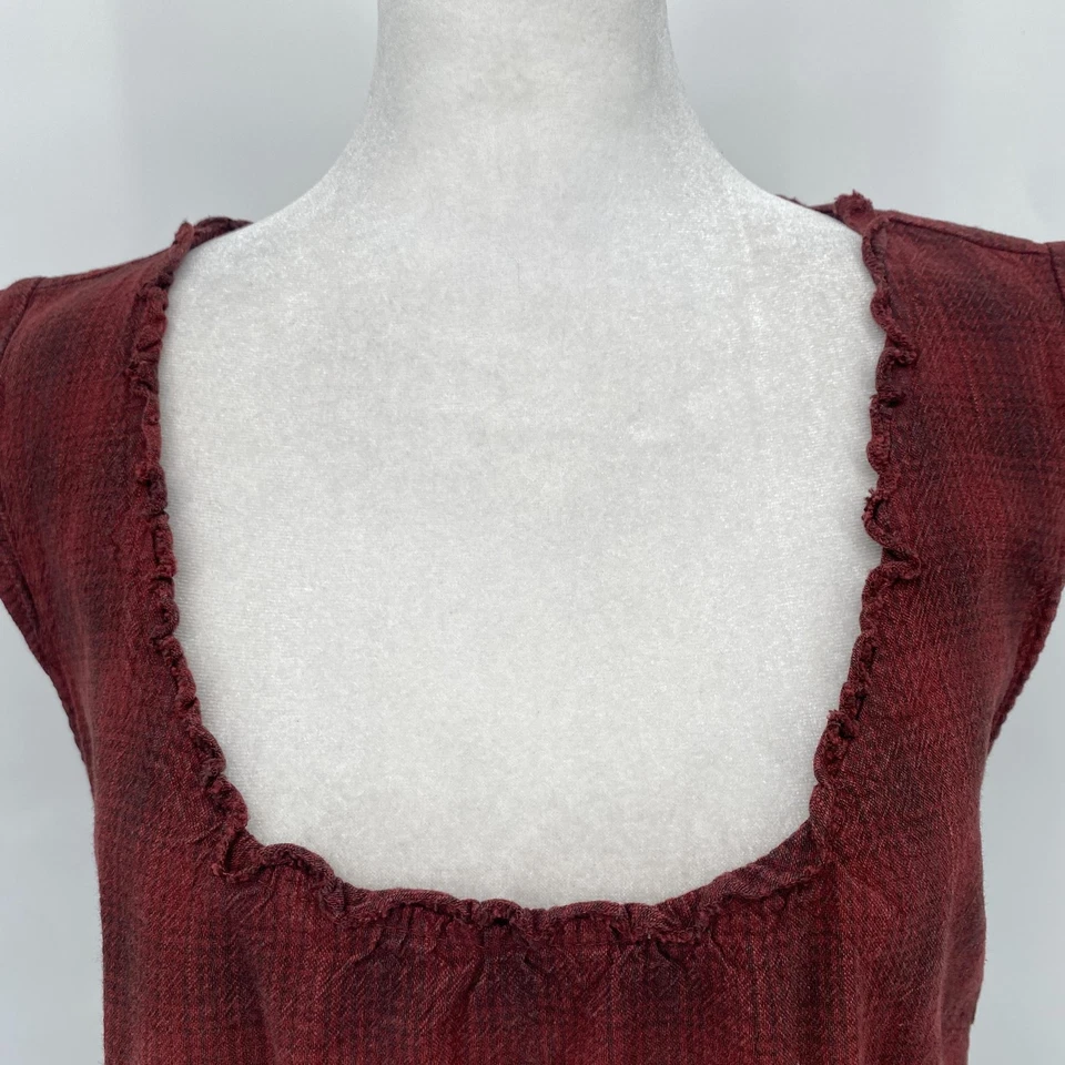 Vestido Converse One Star para mujer mediano rojo a cuadros sin mangas cabina pradera rancho Foto 3 de 4