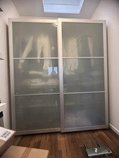IKEA SCHRANK PAX MIT SCHIEBETÜREN KÖRPER BRAUN TÜRE HELLGRAU