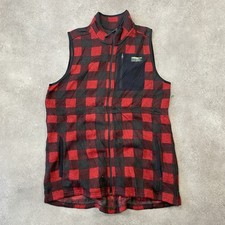 L.L.Bean Fleece Gilet Womens Large Fleece Buffalo Check Outdoor Jacket, Red