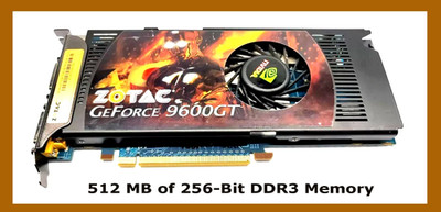SUPER RETRO 256Bit DDR3 512MB Nvidia ZOTAC GeForce 9600 GT Windows XP VIDEO CARD