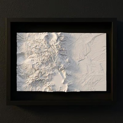 3D Colorado Map Wall Art: Topography in Black Wood Frame