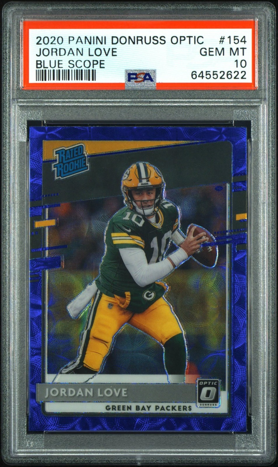 Jordan Love Panini Donruss Optic #154 Blue Scope