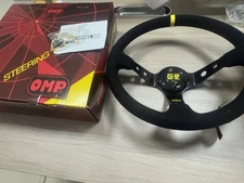OMP 350mm 14' Suede Leather Black Deep Cone Racing Sport Steering Wheel