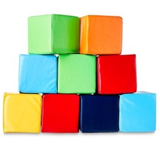 Soft Faux Leather Multicolor Foam Building Blocks Set of 9 Toddler Educational