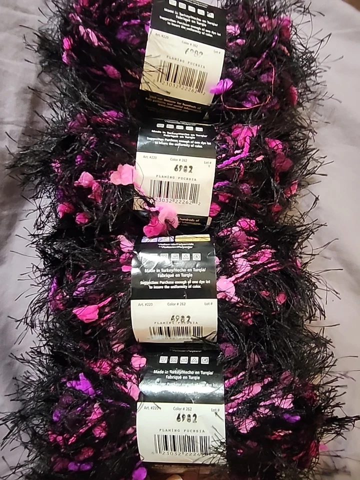 Lion Brand Fancy Fur Black Purple Slub Lot of 4 Skiens #262 Same Lot Soft Furry - Image 2 of 2