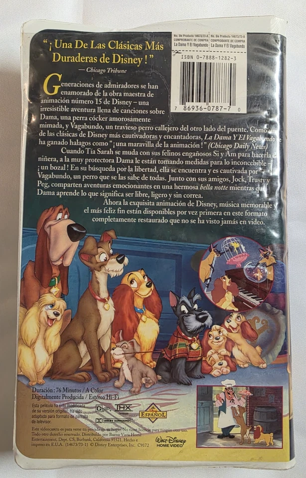 Lady and the Tramp(VHS, Spanish) Latin version "La Dama y el Vagabundo Tested+ - Image 2 of 3