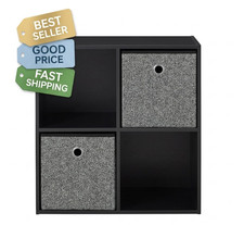 4 Cube Storage Organizer Black Shelf Unit Modern Space Saving Design