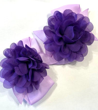 Beautiful Chiffon Flower bows Inspired Set of Pigtail hair bows