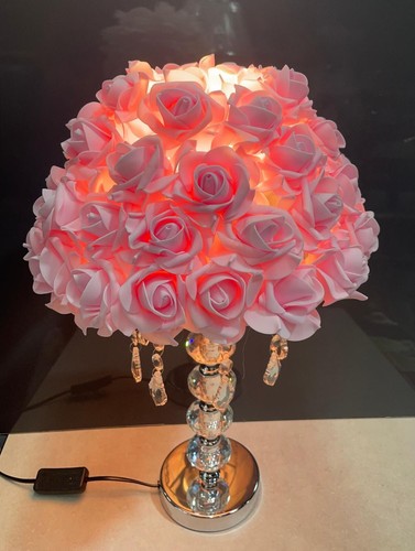 Luxus Rose Kristall Tischlampe LED Leuchte mit hängenden Perlen - elegante Deko - Bild 17 von 27