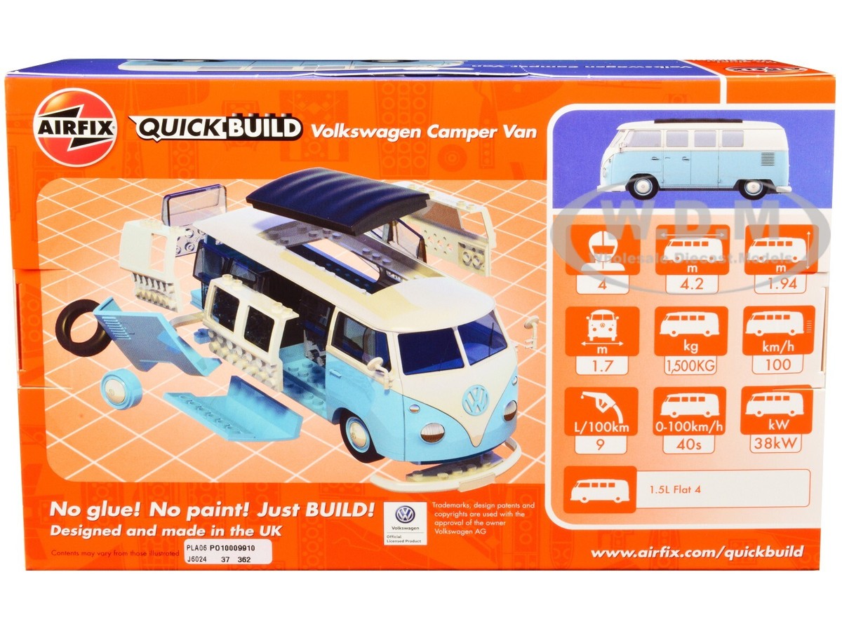 VOLKSWAGEN CAMPER VAN BLUE SNAP ON MODEL CAR KIT BY AIRFIX